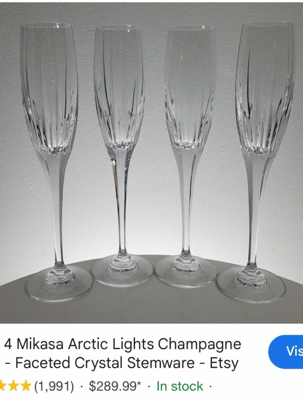Mikasa Arctic Lights Champagne Flute - Faceted Crystal Stemware